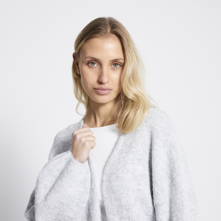 Open knit cardigan "Samantha" Grey Melange